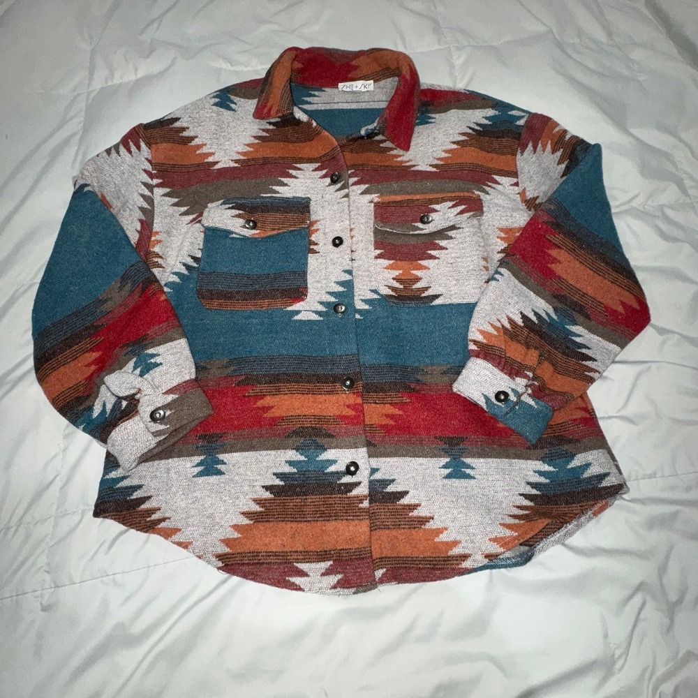 She+Sky Large Aztec Shacket Button Up Jacket